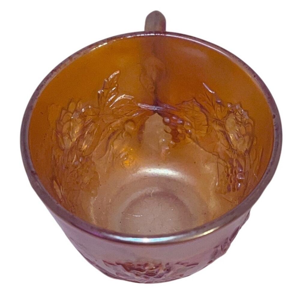 Fenton Wreath Of Roses Marigold Carnival Glass Punch Cup Antique 1910s–1920s - Picture 5 of 7